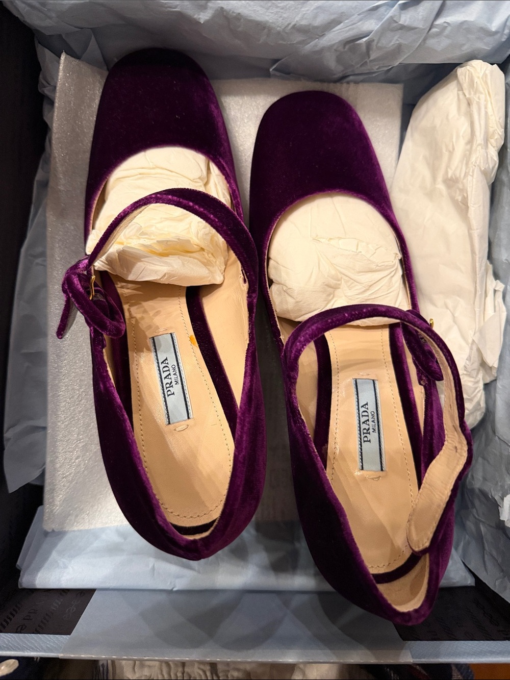 PRADA Purple Velvet Mary Jane Heels